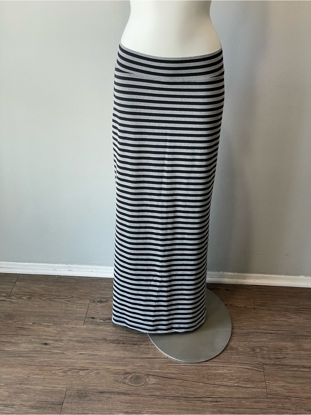 Hard Tail Black and Gray Striped Maxi Skirt